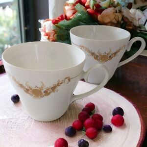 2 Rosenthal Tea Cup Romance Medley Bjorn Wilnblad Bone China White Gold Germany
